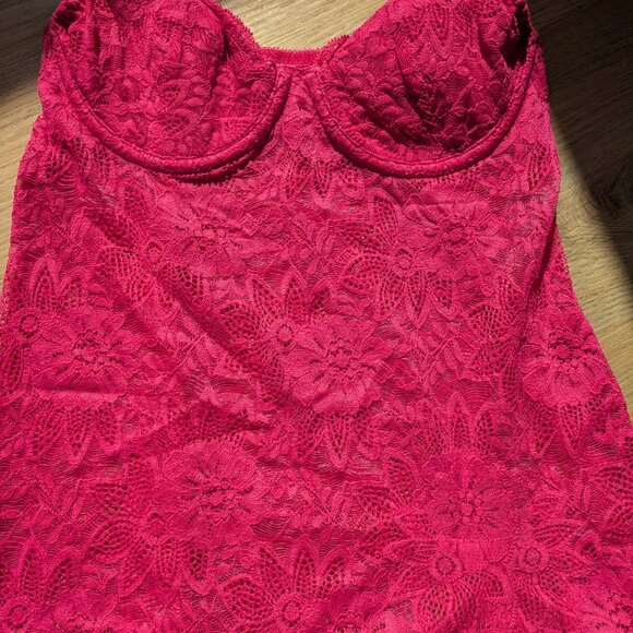 34B Victoria Secret 2003 Y2K Pink Lace Feminine Bustier Top Lingerie Slip Dress - Picture 3 of 8